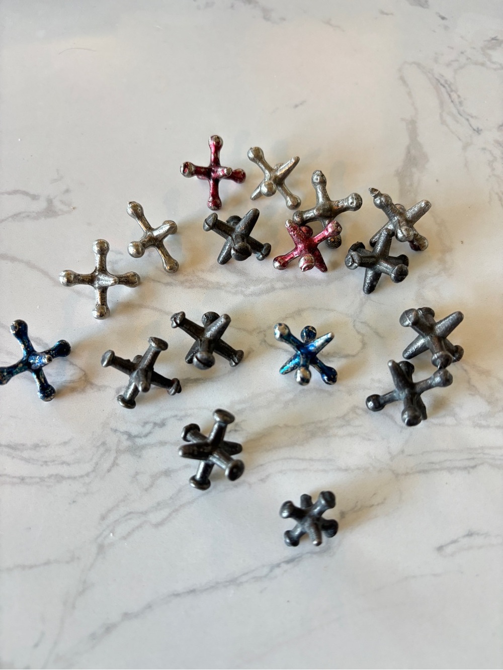 Vintage Metal Jacks; set of 17 Metal Jacks